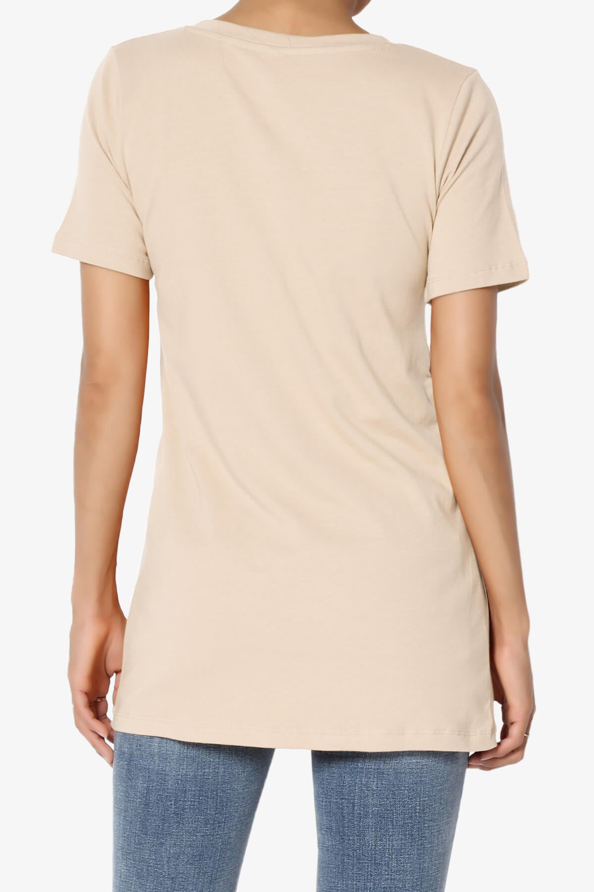 Elora V-Neck Short Sleeve T-Shirt SAND_2