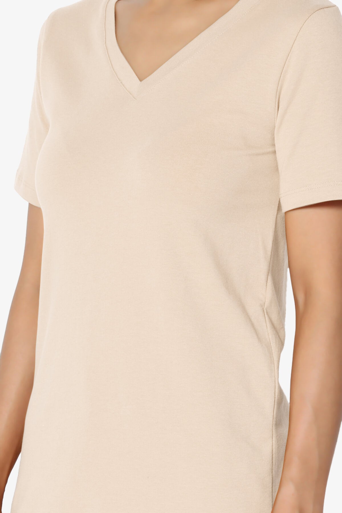 Elora V-Neck Short Sleeve T-Shirt SAND_5