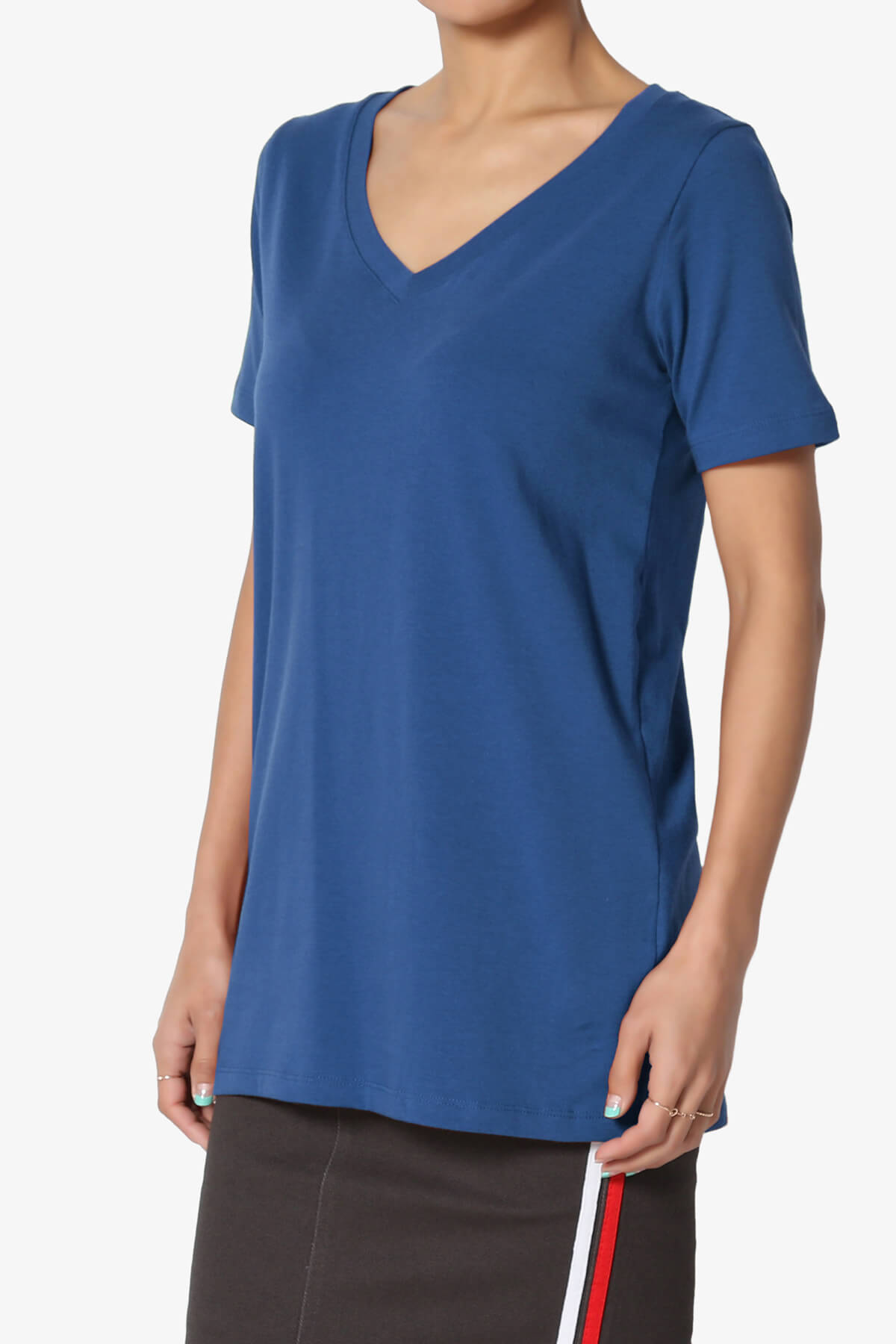 Elora V-Neck Short Sleeve T-Shirt SAPPHIRE_3