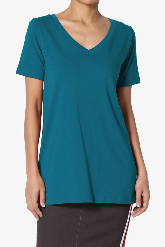 Elora V-Neck Short Sleeve T-Shirt TEAL_1