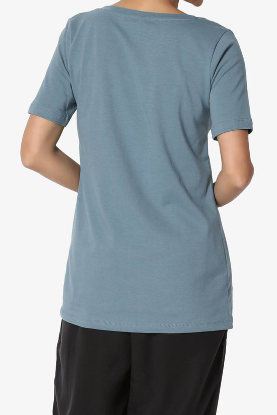 Elora V-Neck Short Sleeve T-Shirt TITANIUM_2