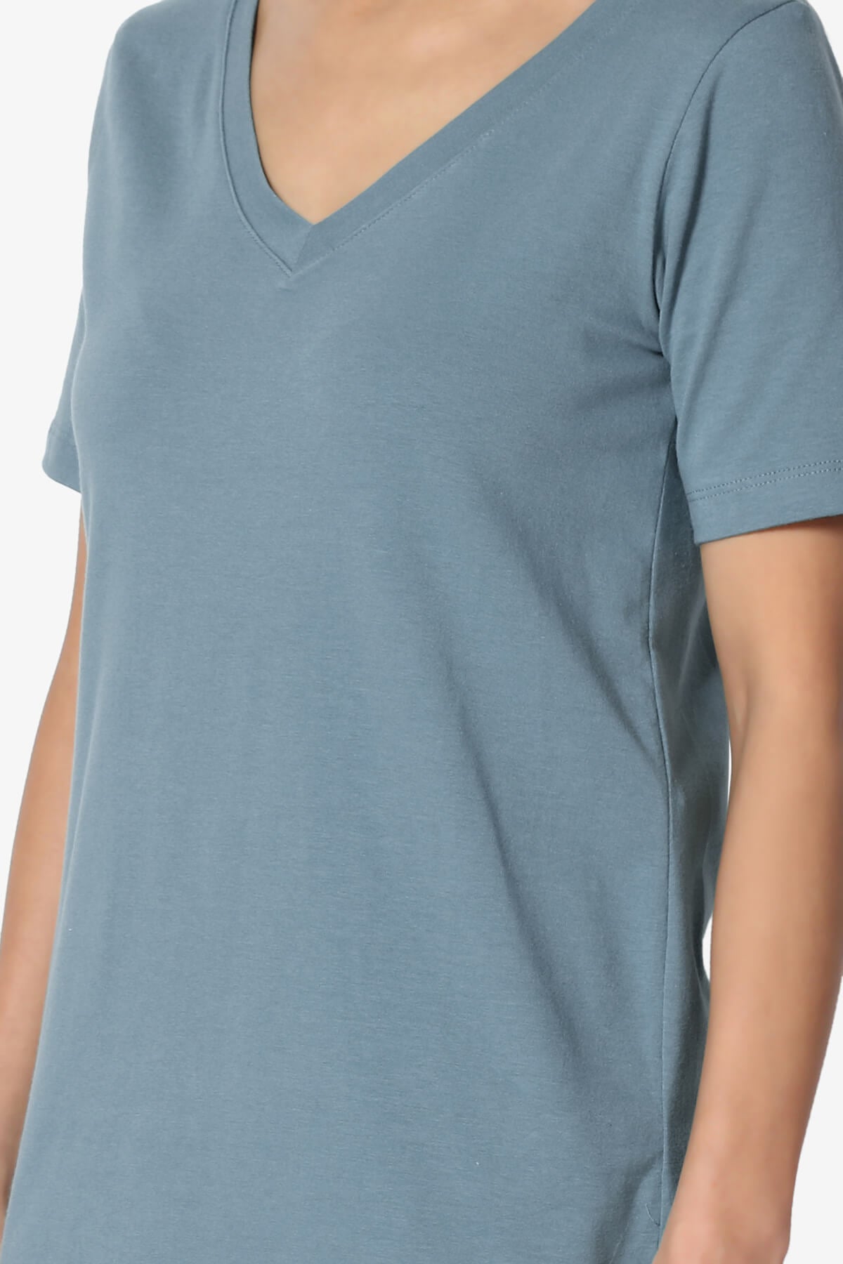 Elora V-Neck Short Sleeve T-Shirt TITANIUM_5