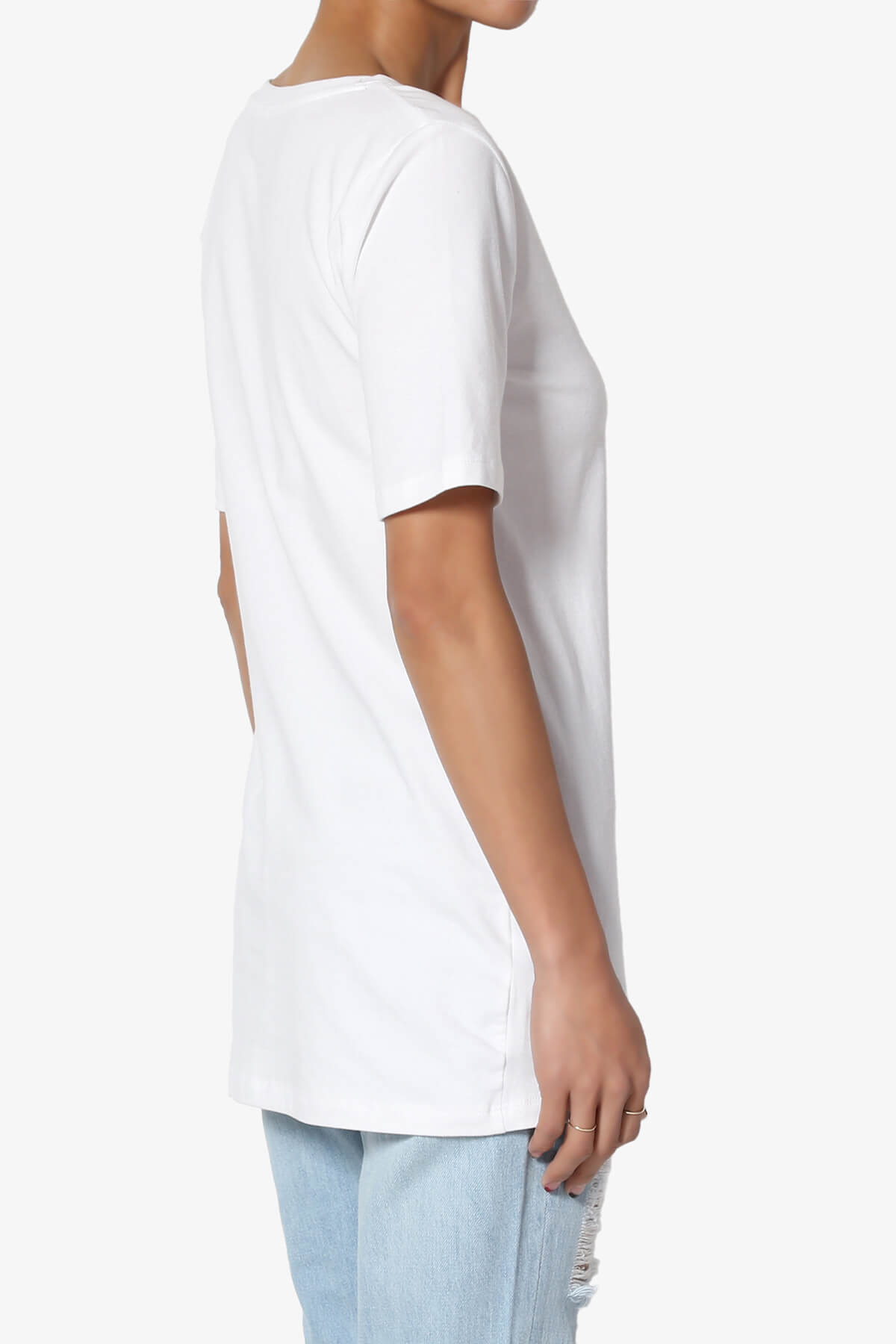 Elora V-Neck Short Sleeve T-Shirt WHITE_4