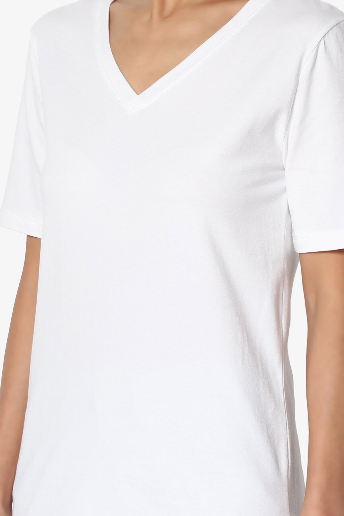 Elora V-Neck Short Sleeve T-Shirt WHITE_5