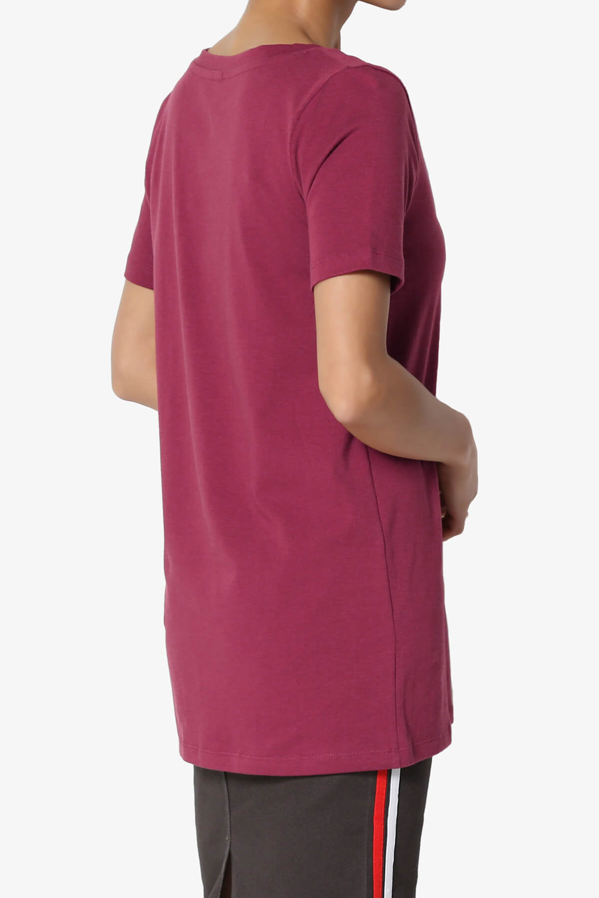 Elora V-Neck Short Sleeve T-Shirt WINE_4