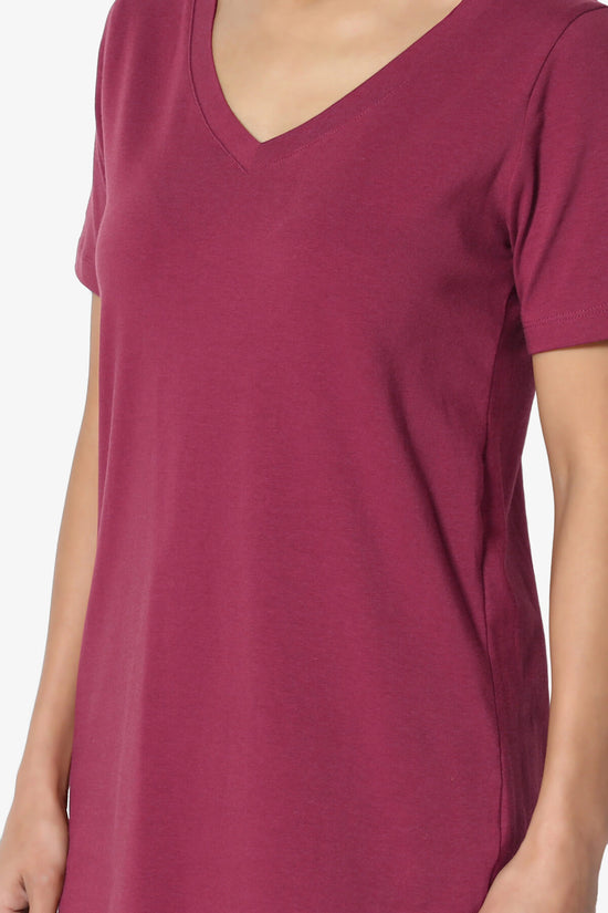 Elora V-Neck Short Sleeve T-Shirt WINE_5