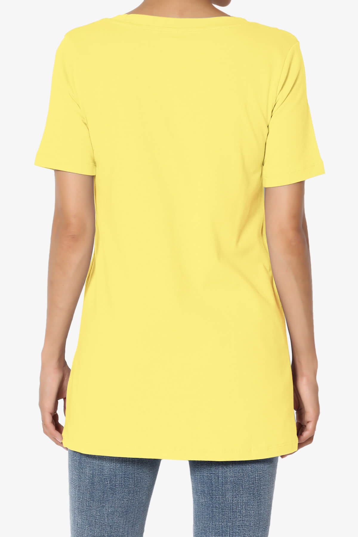 Elora V-Neck Short Sleeve T-Shirt YELLOW_2
