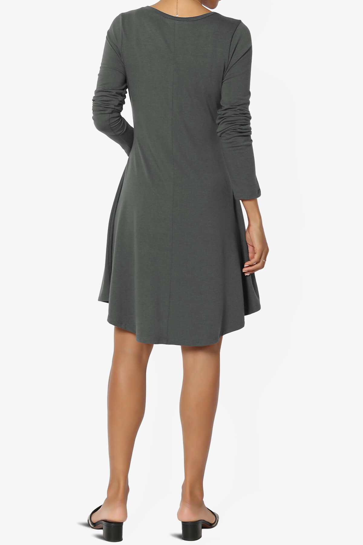 Load image into Gallery viewer, Elysia Long Sleeve Fit &amp;amp; Flare Jersey Dress ASH GREY_2
