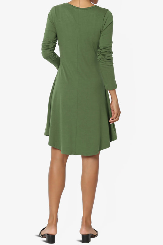 Elysia Long Sleeve Fit & Flare Jersey Dress ASH OLIVE_2