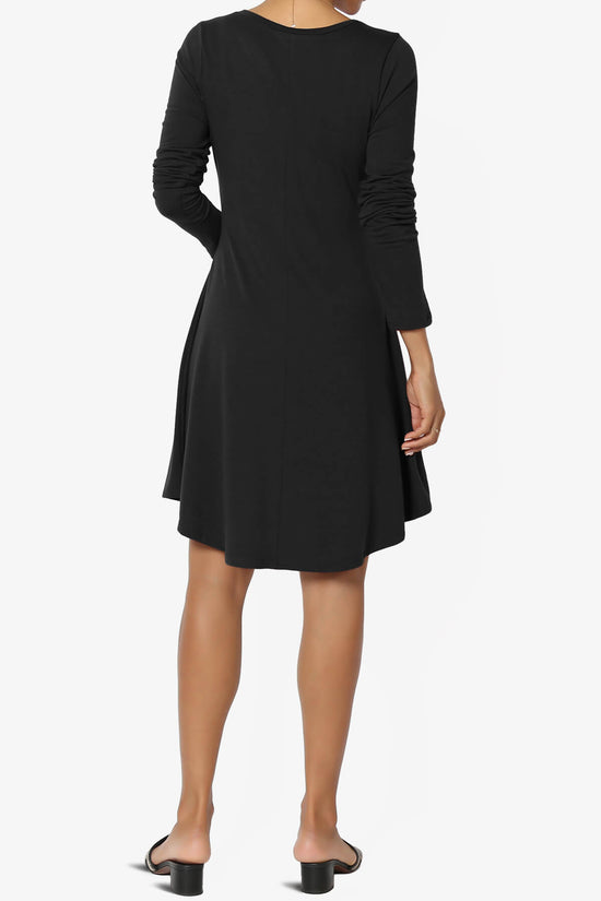 Elysia Long Sleeve Fit & Flare Jersey Dress BLACK_2