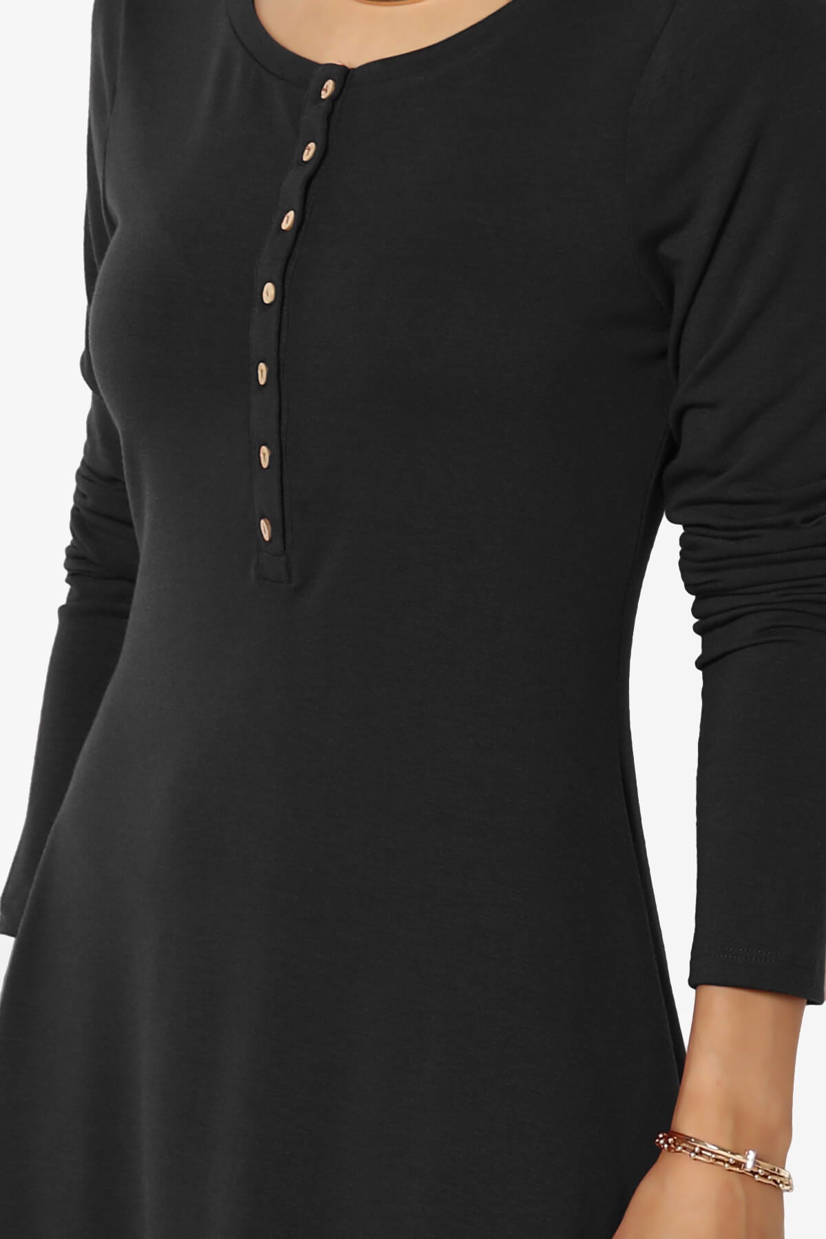 Elysia Long Sleeve Fit & Flare Jersey Dress BLACK_5