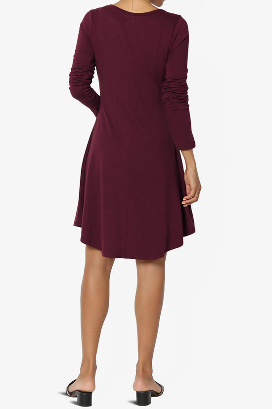 Elysia Long Sleeve Fit & Flare Jersey Dress DARK BURGUNDY_2