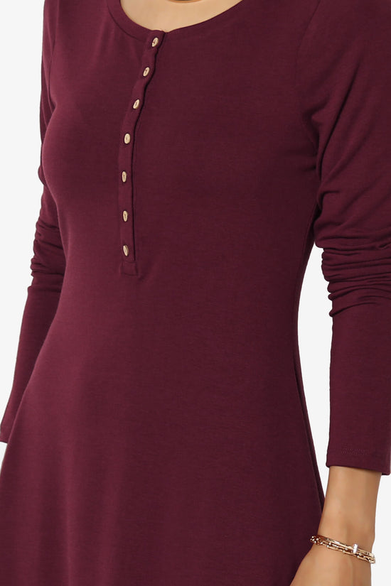 Elysia Long Sleeve Fit & Flare Jersey Dress DARK BURGUNDY_5