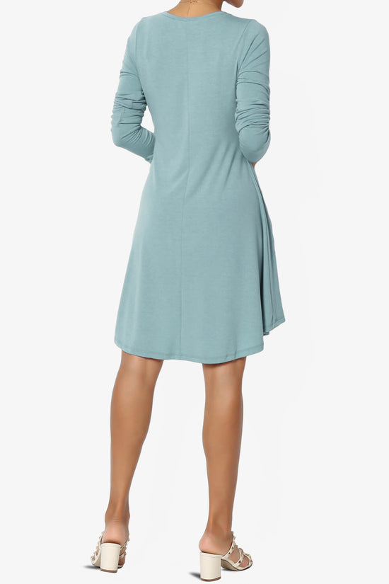 Elysia Long Sleeve Fit & Flare Jersey Dress DUSTY BLUE_2