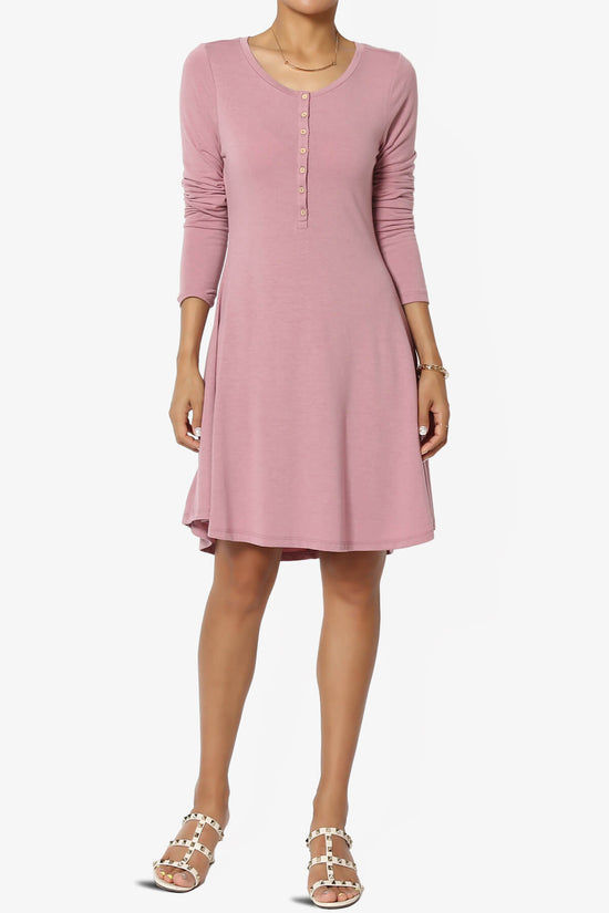 Elysia Long Sleeve Fit & Flare Jersey Dress LIGHT ROSE_1