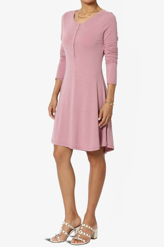 Elysia Long Sleeve Fit & Flare Jersey Dress LIGHT ROSE_3