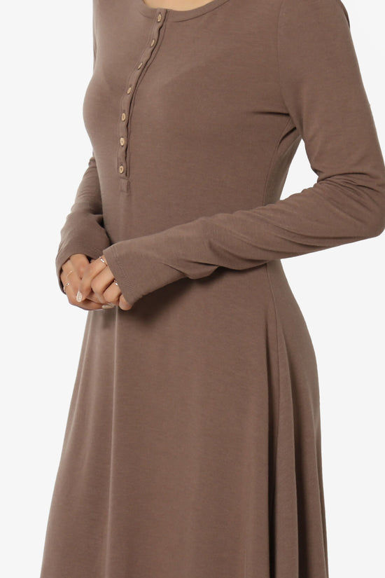 Elysia Long Sleeve Fit & Flare Jersey Dress MOCHA_5