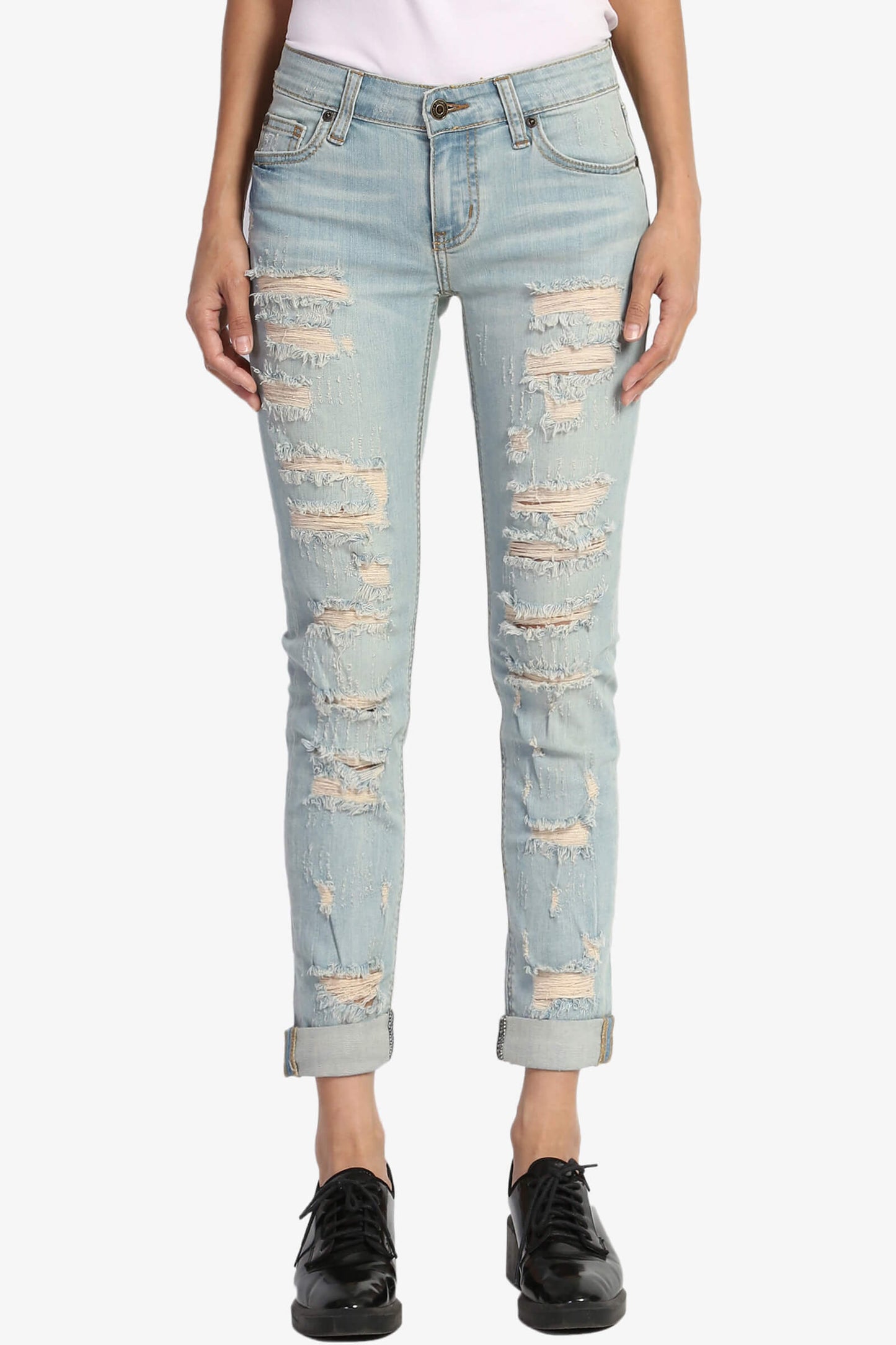 Load image into Gallery viewer, Emerson Heavy Distressed Slim Leg Jeans LIGHT_1
