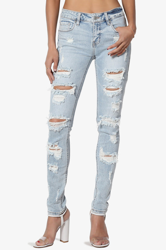 Jude Ripped Mid Rise Ankle Skinny Jeans - TheMogan