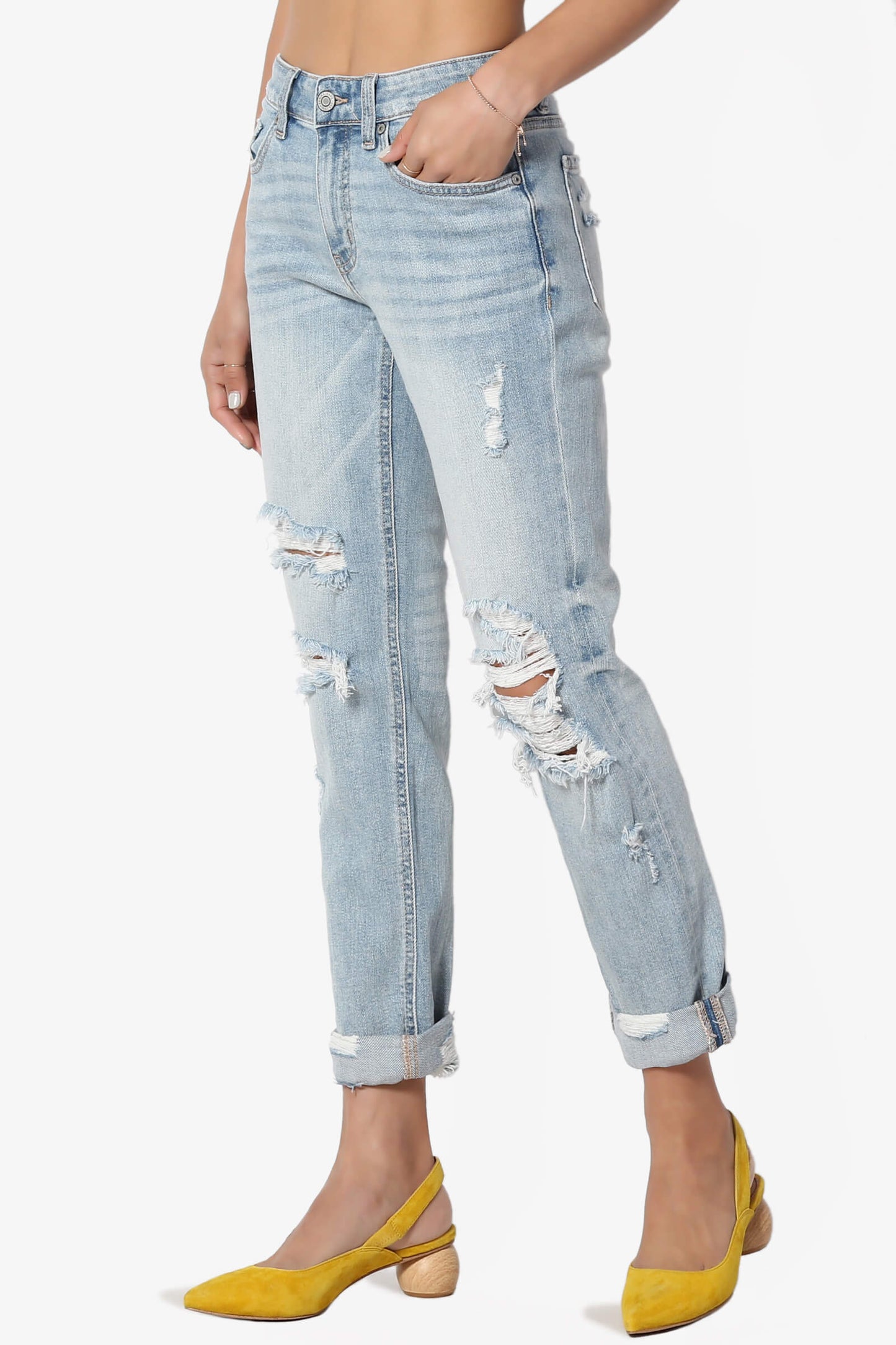 Load image into Gallery viewer, Thea Distressed Girlfriend Jeans LIGHT_3
