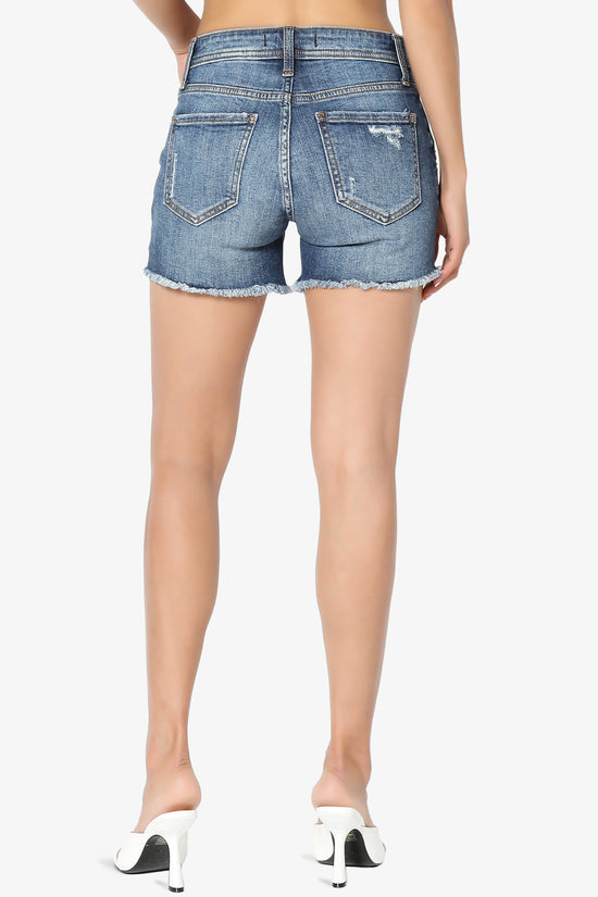 Load image into Gallery viewer, Riley Mid Rise Thigh Denim Shorts DARK_2
