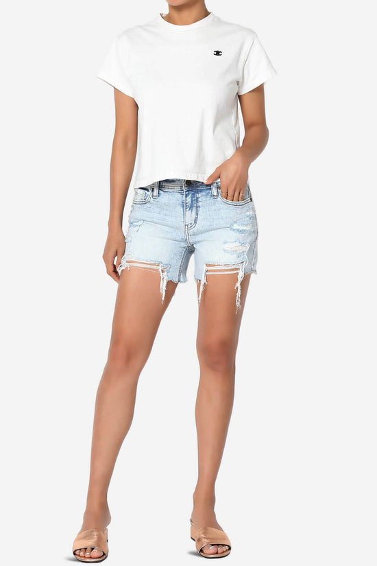 Load image into Gallery viewer, Riley Mid Rise Thigh Denim Shorts Light
