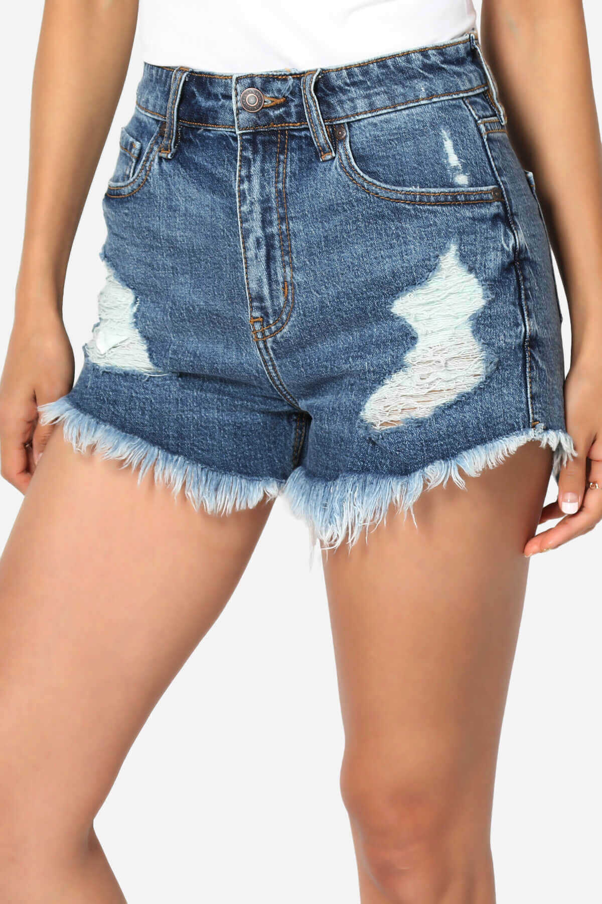 Load image into Gallery viewer, Lulu High Rise Distressed Cut Off Shortie
