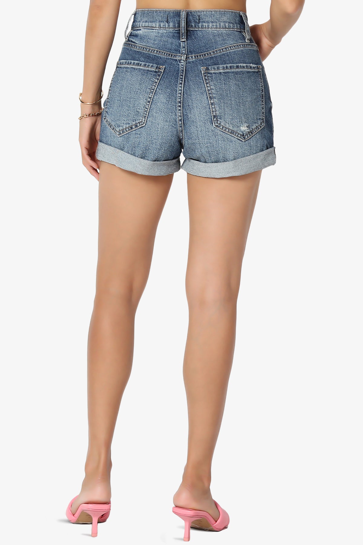 Load image into Gallery viewer, Olivia Ultra High Rise Mom Denim Shorts in Blue Dark
