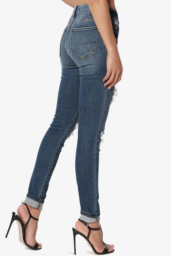 Load image into Gallery viewer, Jude Mid rise Anke Skinny Jeans in Suspect DK DARK_4
