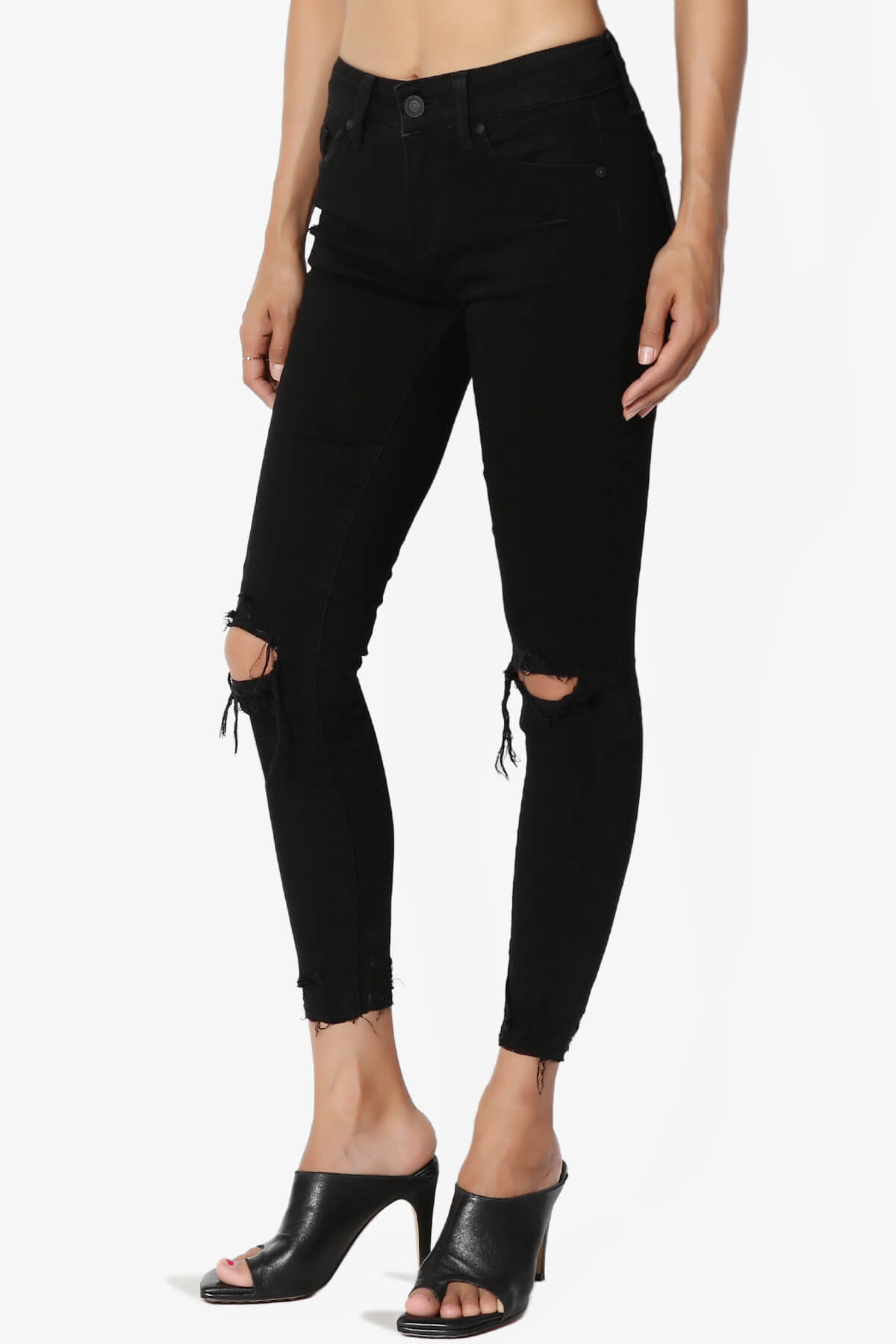 Load image into Gallery viewer, JOSIE Mid Rise Ankle Skinny Jeans in Black BLACK_3
