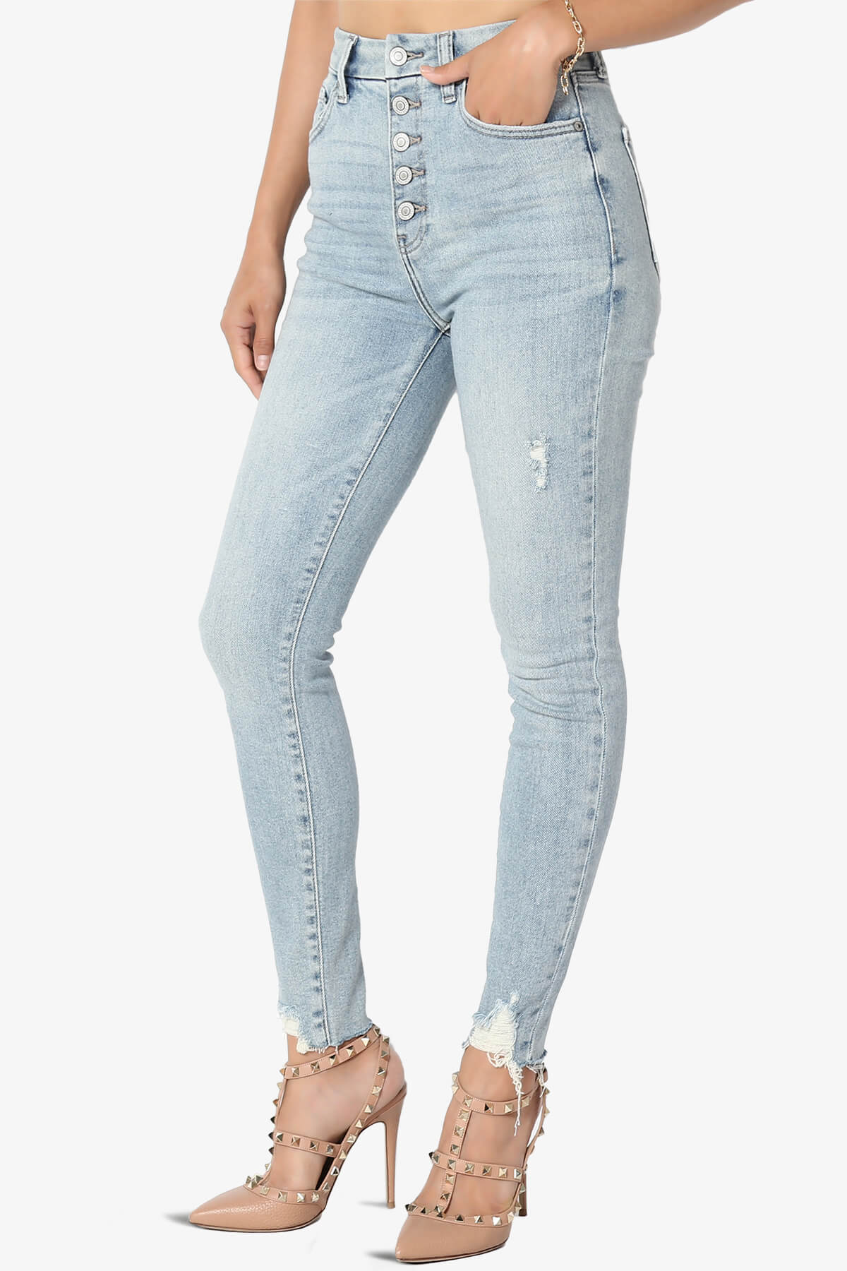 Kendall Ultra High Rise Crop Skinny Jeans in Talk LT LIGHT_3