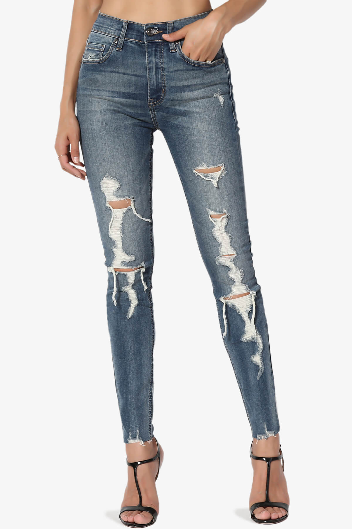 Load image into Gallery viewer, Bella Super High Rise Crop Skinny in Distressed MD MEDIUM_1
