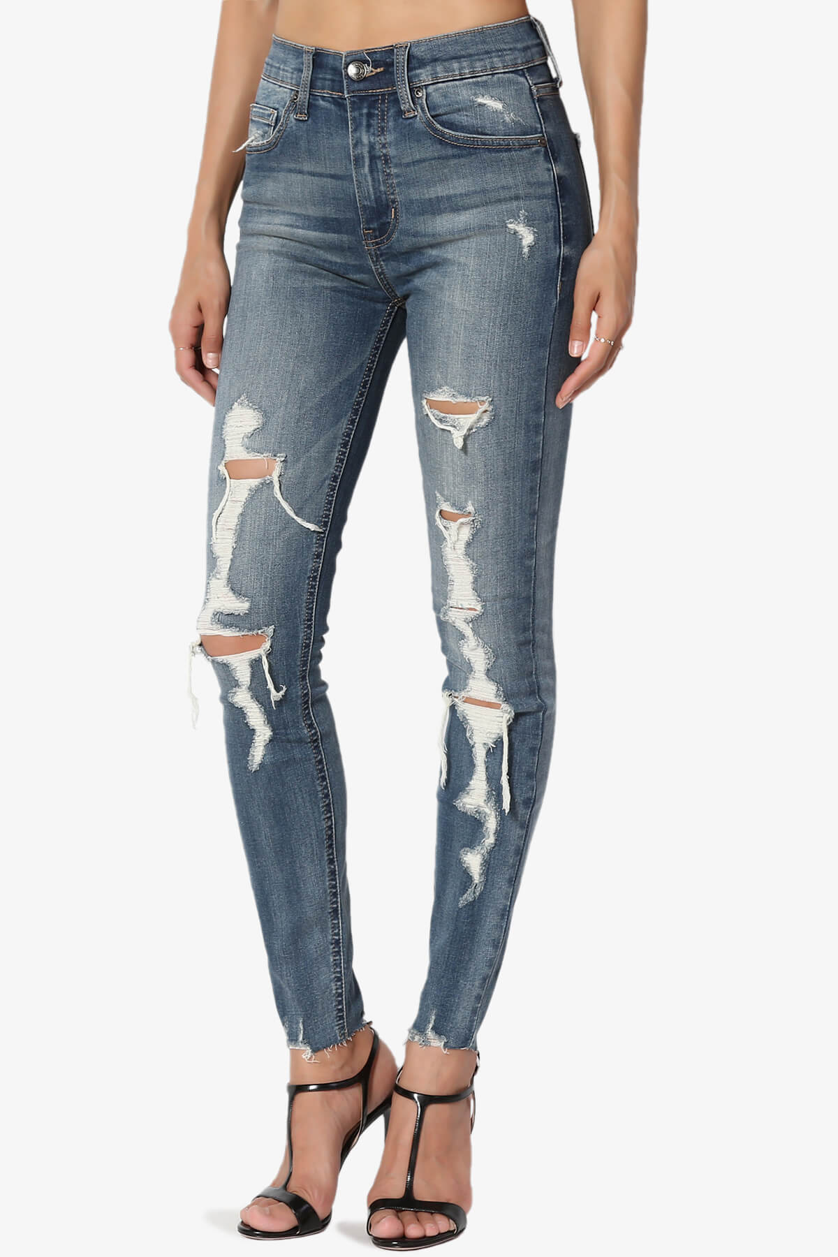 Load image into Gallery viewer, Bella Super High Rise Crop Skinny in Distressed MD MEDIUM_3
