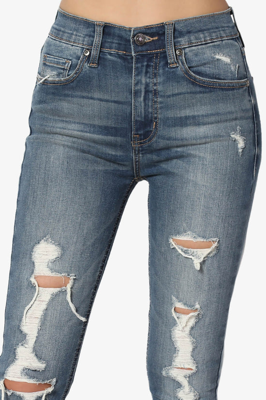 Load image into Gallery viewer, Bella Super High Rise Crop Skinny in Distressed MD MEDIUM_5
