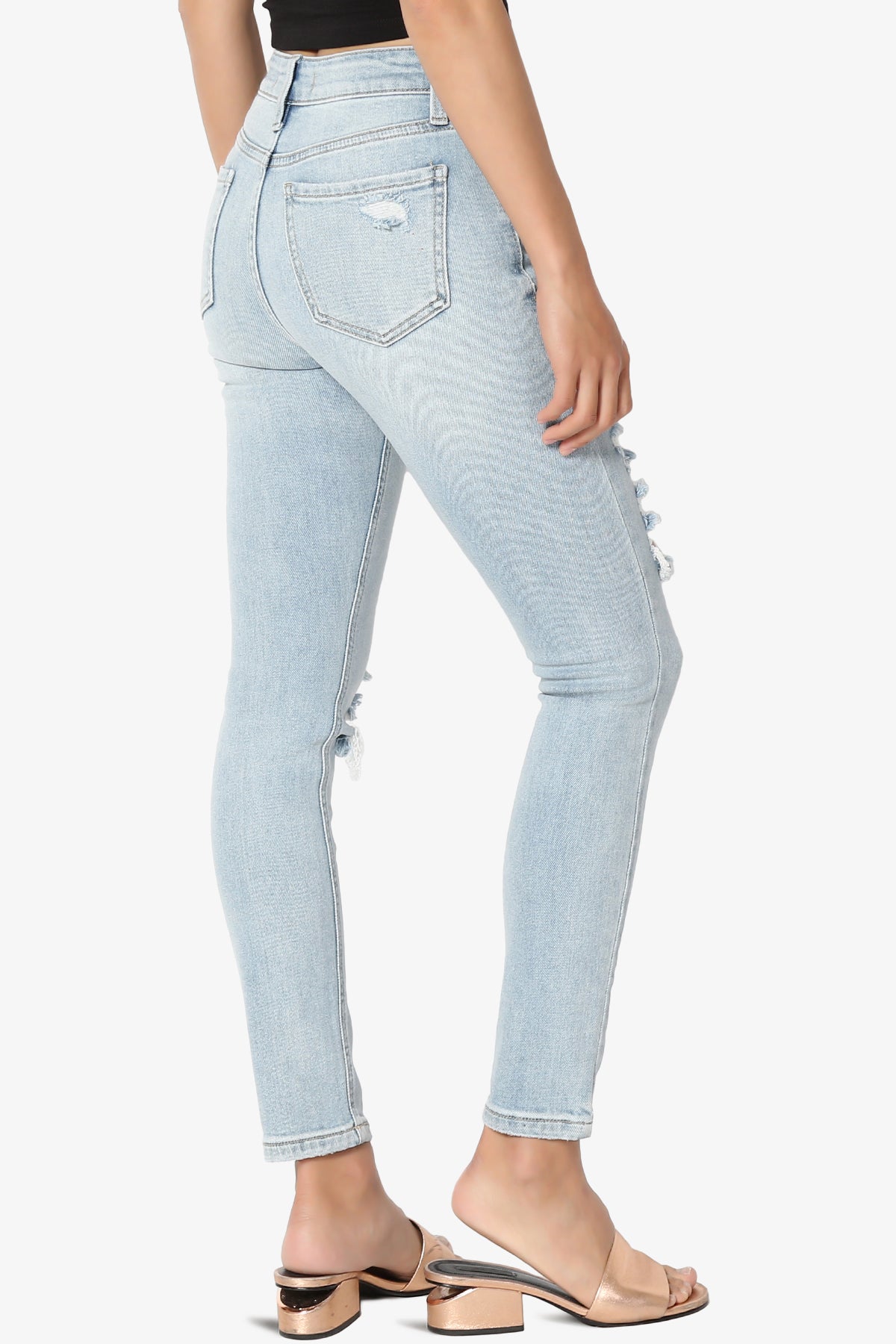 Clara Ripped High Rise Crop Skinny Jeans in Trip LT