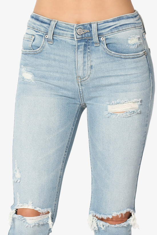 Clara Ripped High Rise Crop Skinny Jeans in Sweet Med