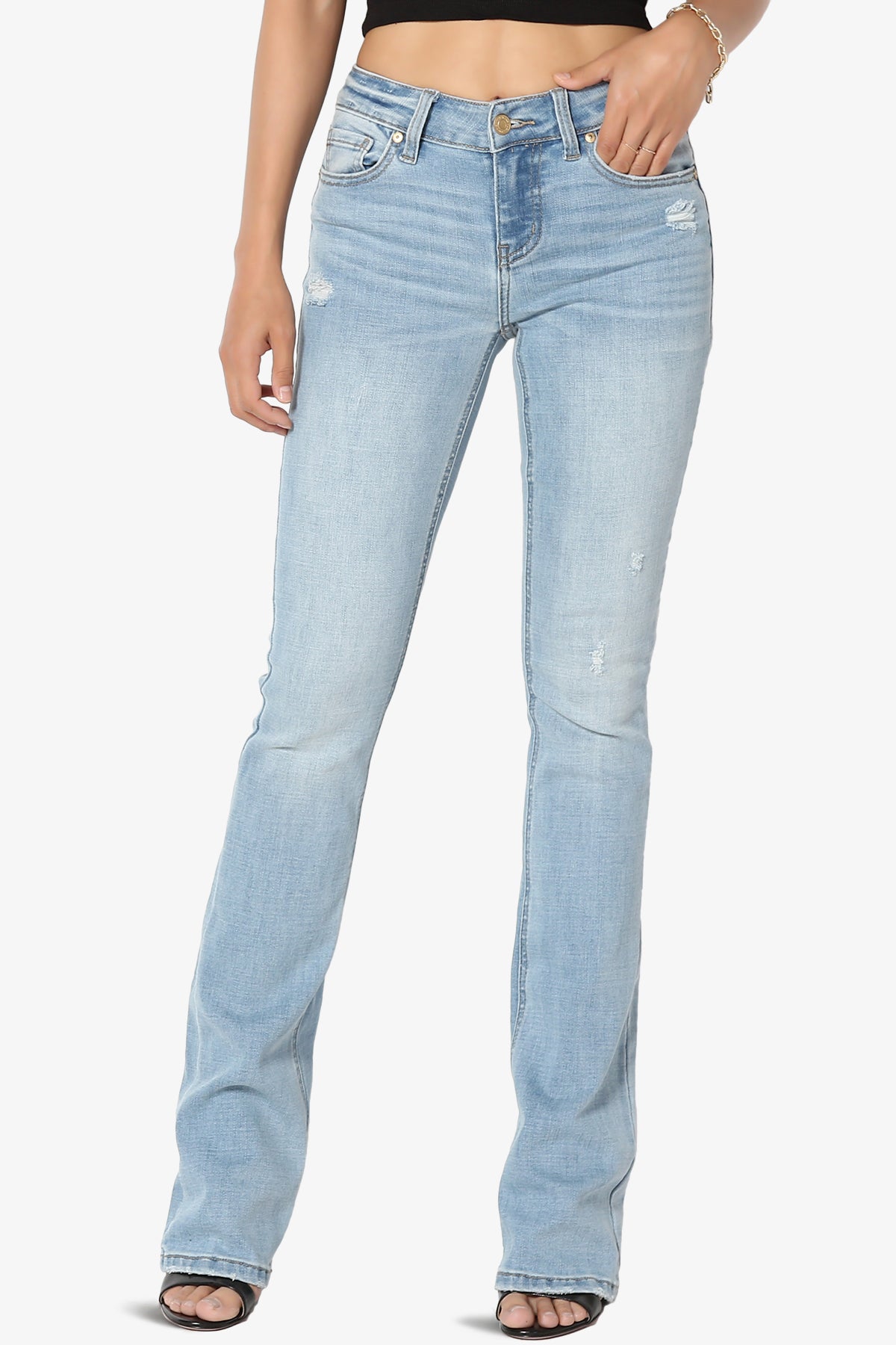 Vintage Versatile Washed Stretch Denim 32 Mid Rise Slim Boot Cut Jeans –  TheMogan