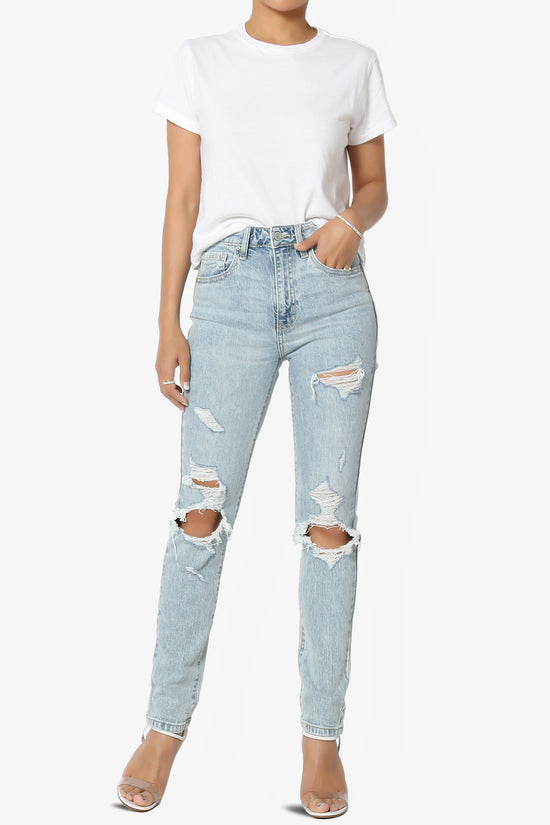 Load image into Gallery viewer, Tobi Ripped Super High Rise Mom Jeans in Light
