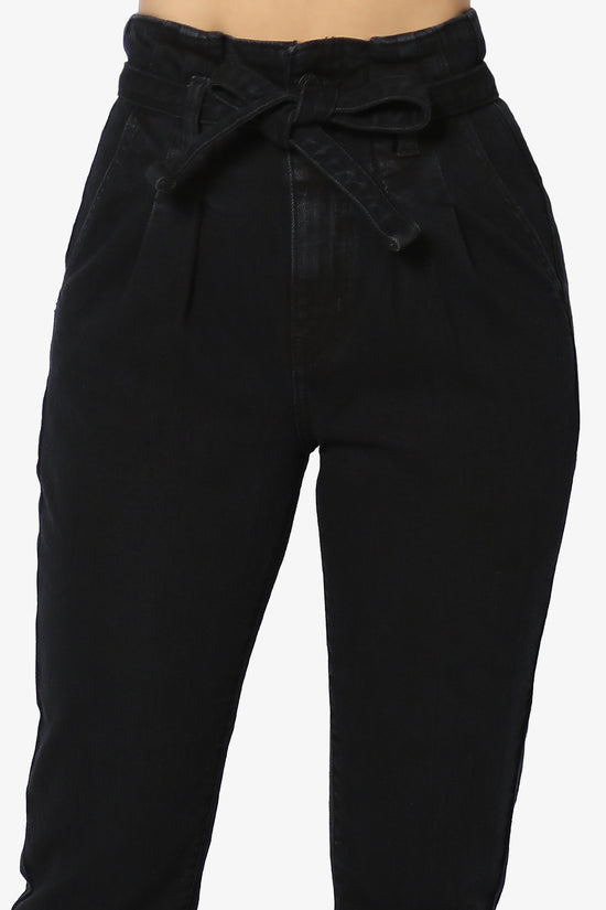 Tedi Paperbag High Waisted Mom Jeans in Black