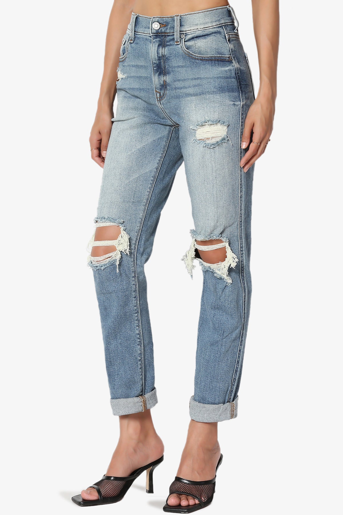 Load image into Gallery viewer, Rocky High Rise Distressed Boyfriend Jeans MEDIUM_3
