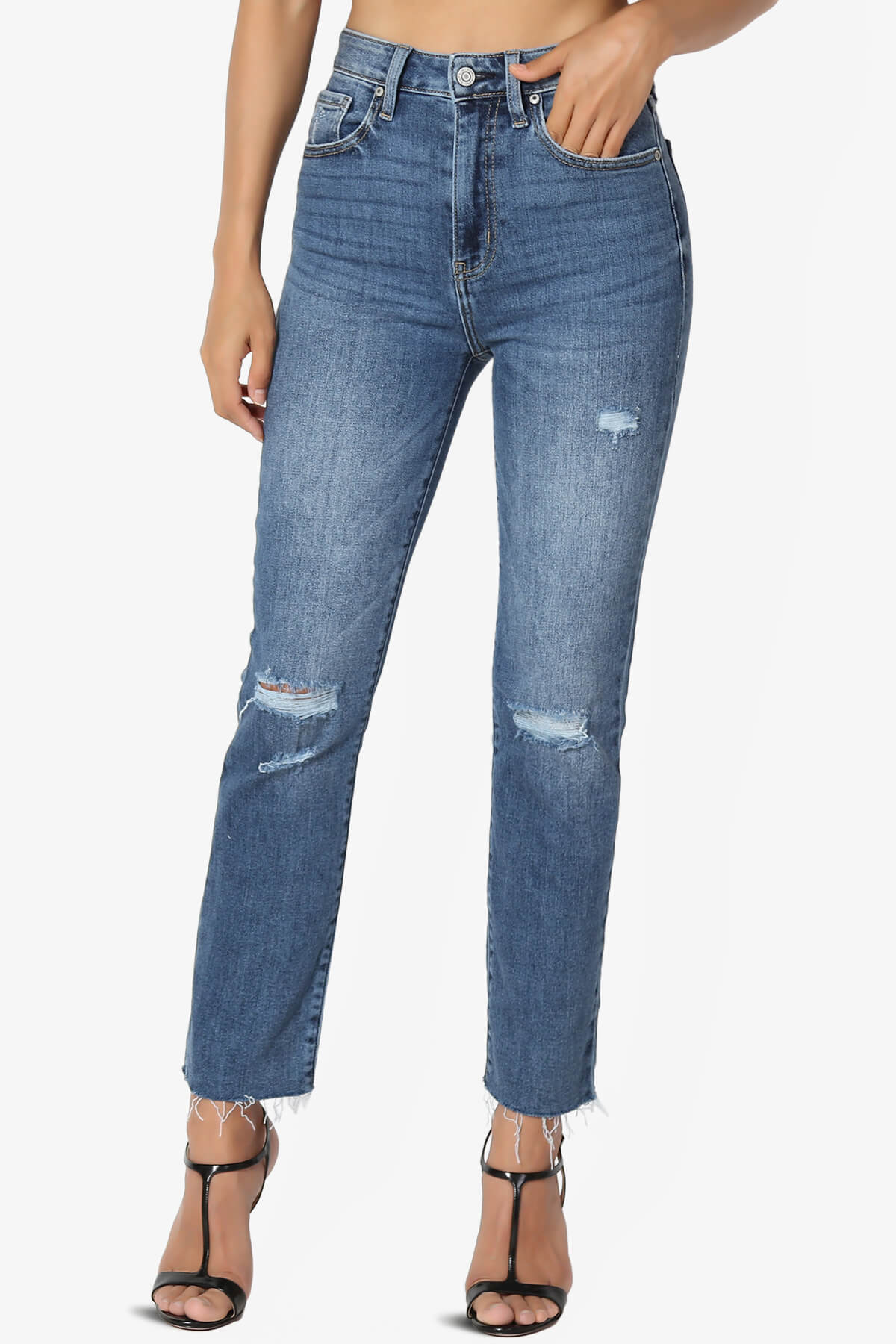 Load image into Gallery viewer, Ally High Rise Straight Crop Jeans in Uptight DK
