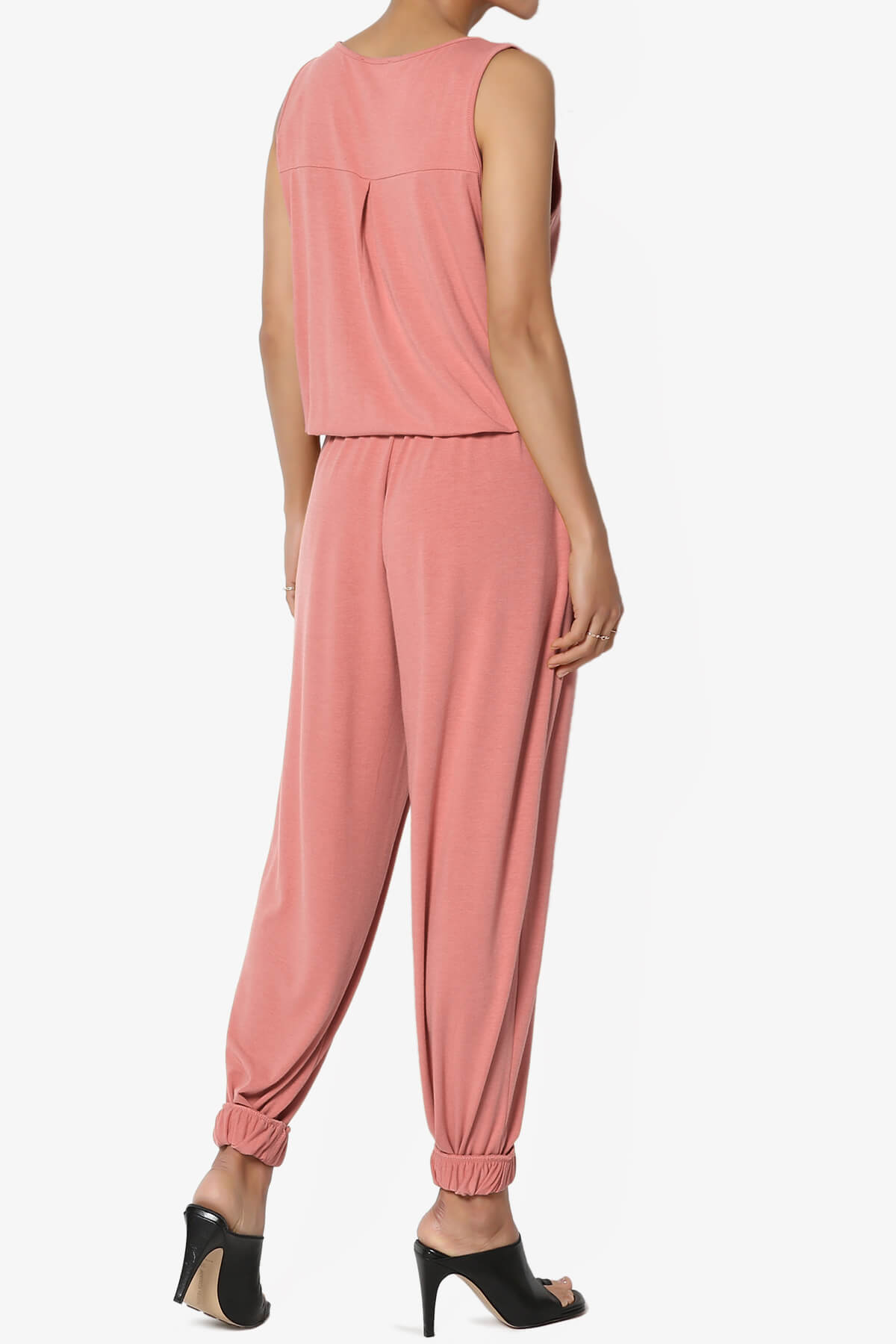 Load image into Gallery viewer, Entrada Button Scoop Neck Tank Jogger Jumpsuit ASH ROSE_4
