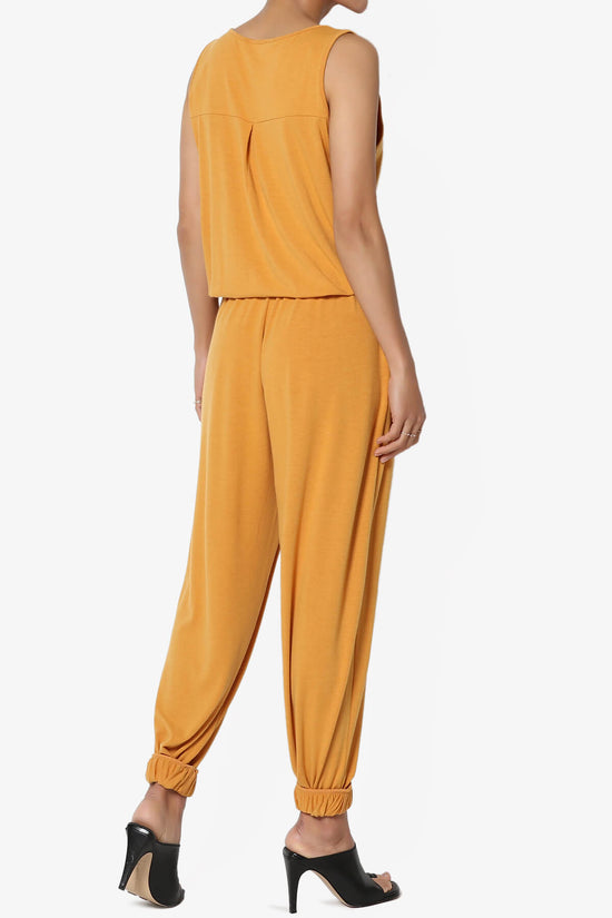 Load image into Gallery viewer, Entrada Button Scoop Neck Tank Jogger Jumpsuit GOLDEN MUSTARD_4
