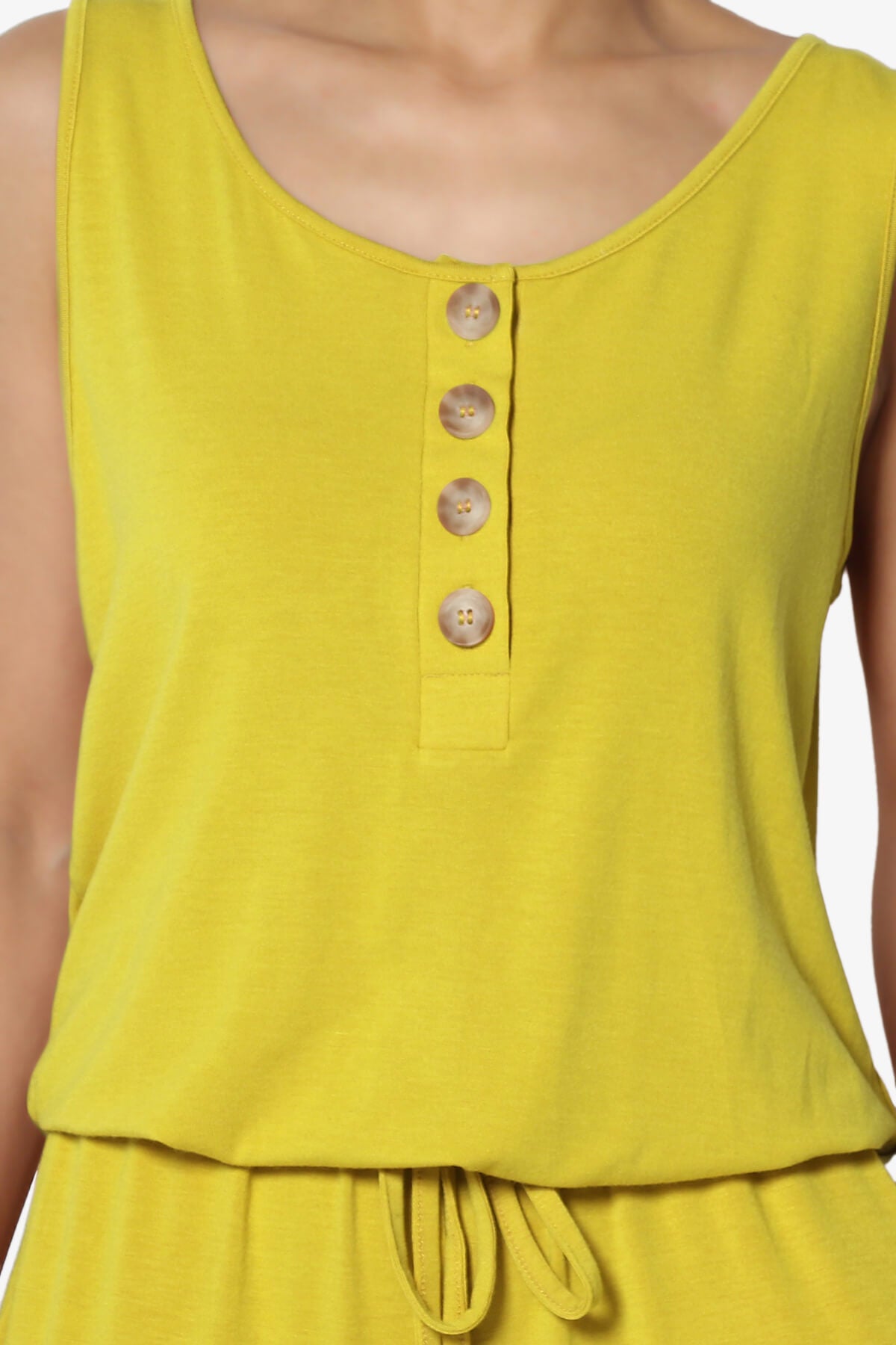 Load image into Gallery viewer, Entrada Button Scoop Neck Tank Jogger Jumpsuit GOLDEN WASABI_5
