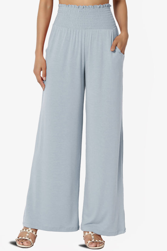 Load image into Gallery viewer, Estella Smocked Waist Lounge Pants ASH BLUE_1
