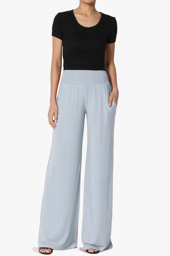 Load image into Gallery viewer, Estella Smocked Waist Lounge Pants ASH BLUE_6
