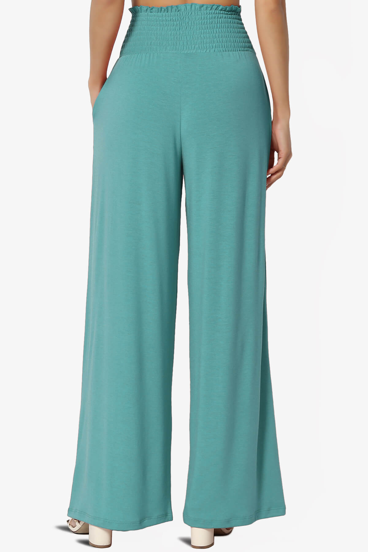 Load image into Gallery viewer, Estella Smocked Waist Lounge Pants DUSTY TEAL_2
