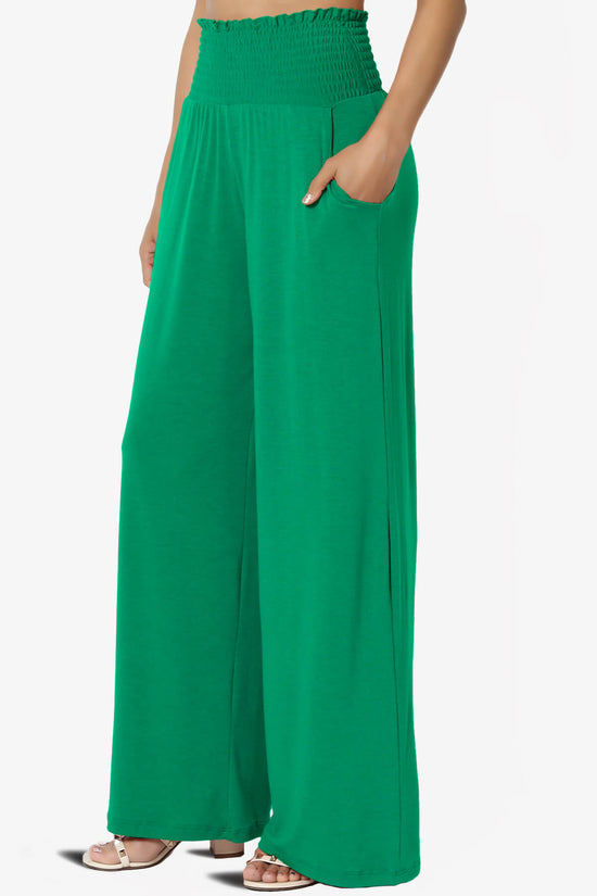 Load image into Gallery viewer, Estella Smocked Waist Lounge Pants KELLY GREEN_3

