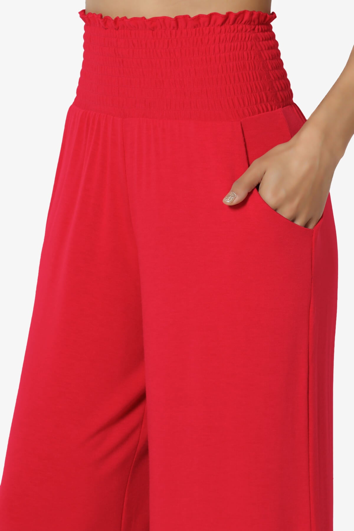 Estella Smocked Waist Lounge Pants RED_5