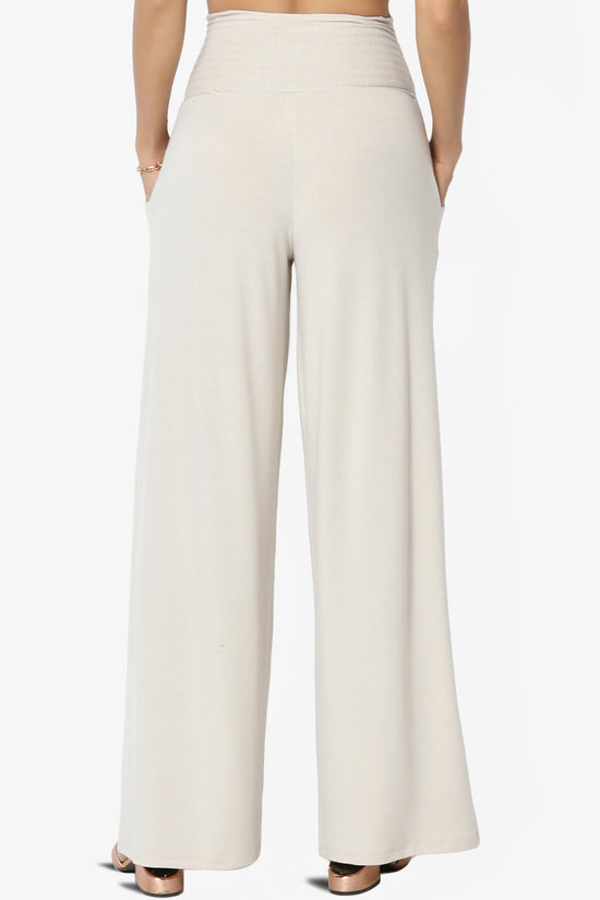 Estella Smocked Waist Lounge Pants SAND BEIGE_2